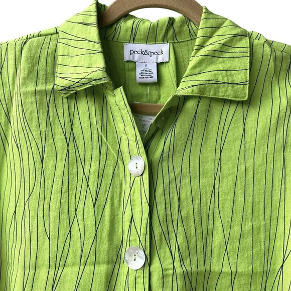 New PECK AND PECK Tunic Top Green Women’s S Buttons Lagenlook Artsy Blouse - Picture 4 of 4